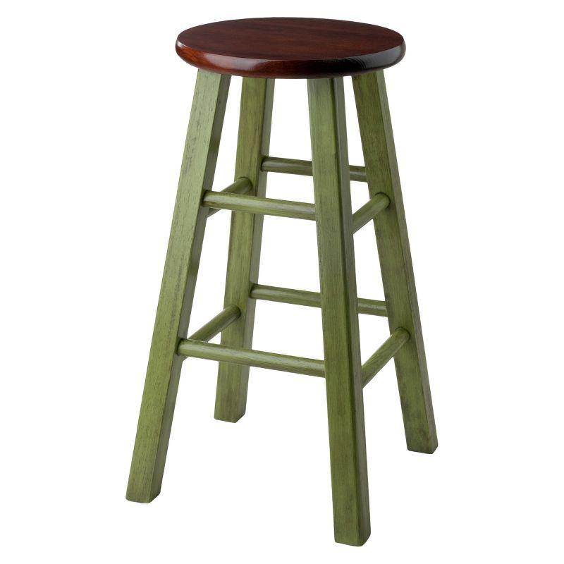 Winsome Ivy 24" Rustic Green & Walnut Wood Counter Stool