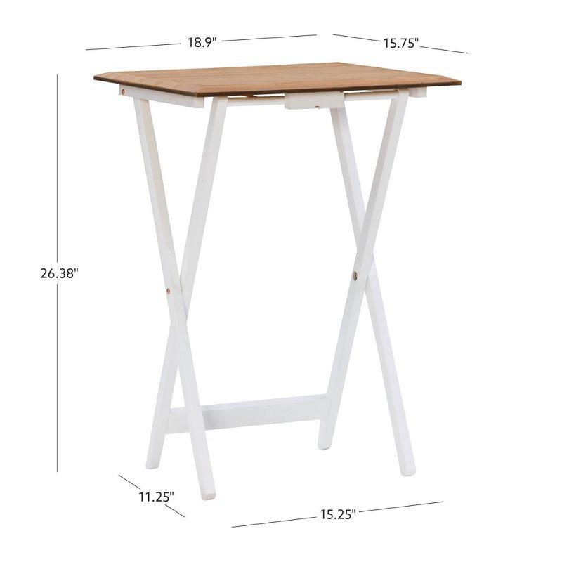 Marlowe Natural and White Folding Tray Table Set