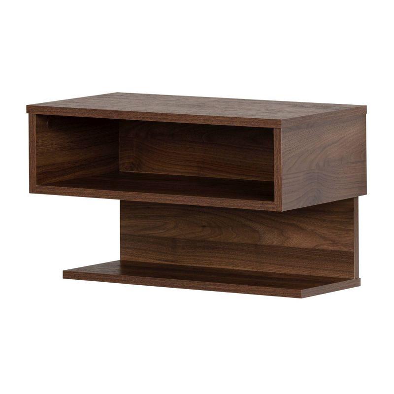 South Shore Sazena Modern Floating Nightstand in Natural Walnut