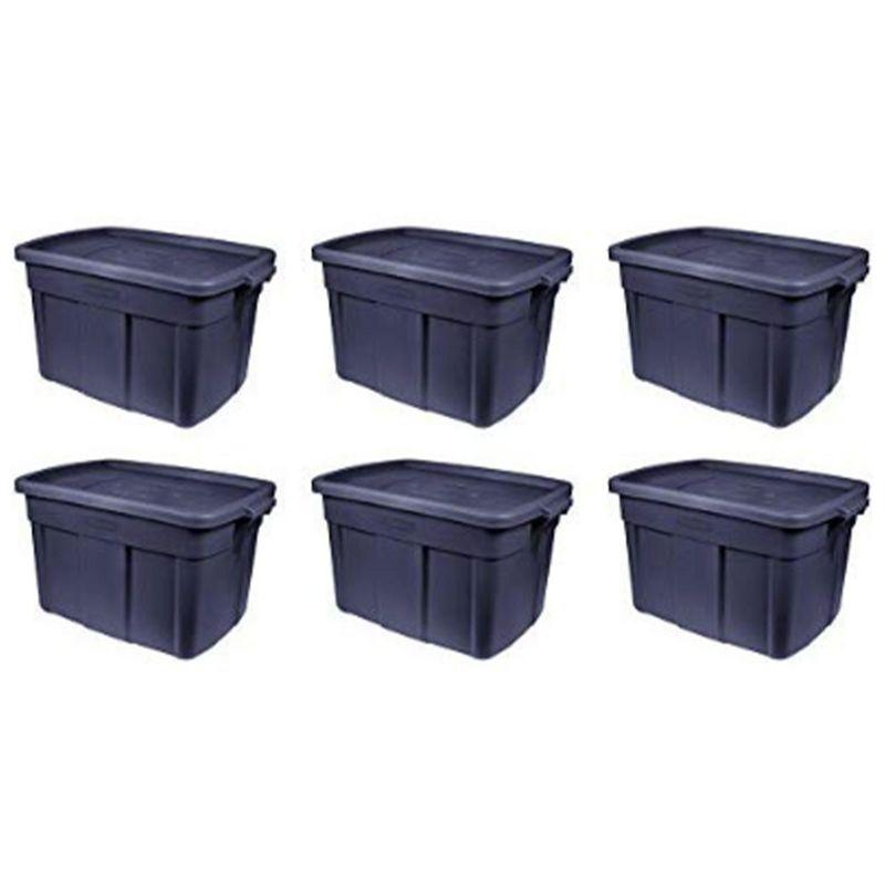 Roughneck 18 Gallon Dark Indigo Plastic Stackable Storage Totes