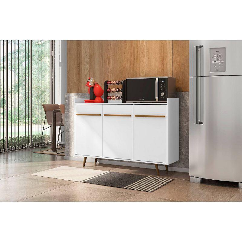53.54" Bradley Buffet Stand White - Manhattan Comfort: Mid-Century Modern Storage Console