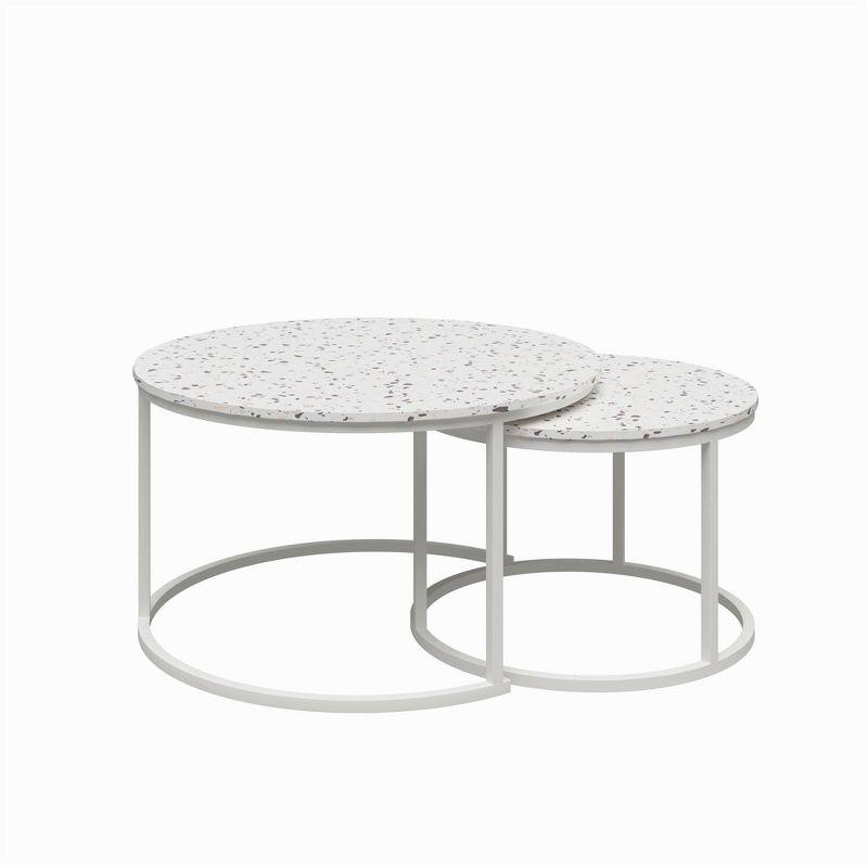 Amelia Round White Metal Nesting Coffee Tables