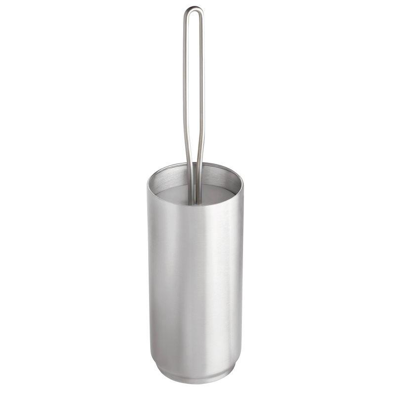 Silver Steel Toilet Brush and Holder Set with Polypropylene Bristles