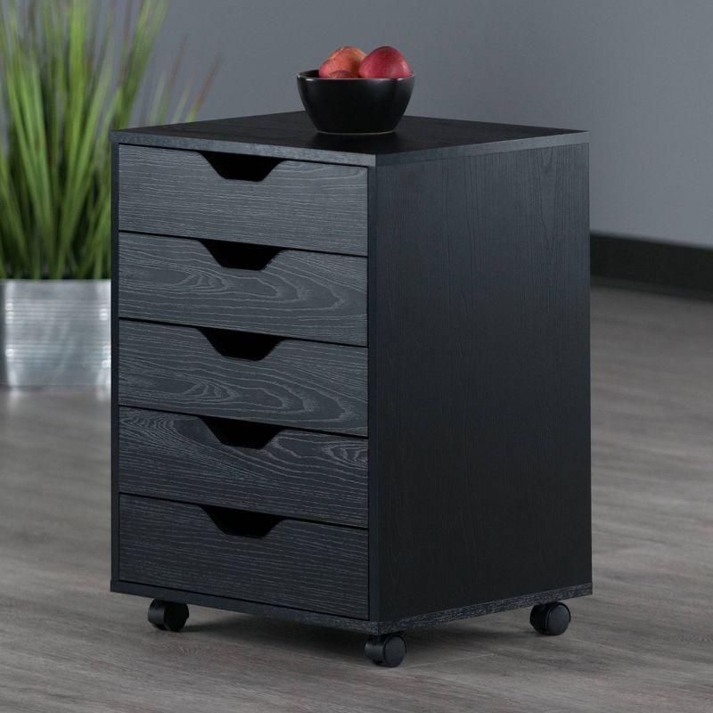 Halifax 5 Drawer Cabinet with Casters Black - Winsome