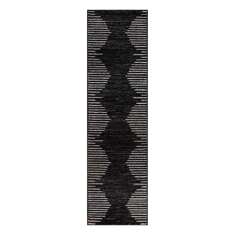 World Rug Gallery Area Rug Bohemian Stripe Jute Rug Carpets for Living Room Rugs for Sale - BLACK 2'7"x6'