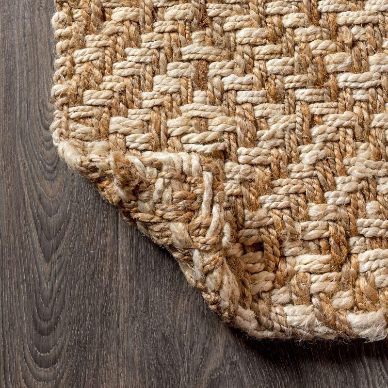 3'x5' Hira Hand Woven Diamond Chunky Jute Area Rug, Natural  - JONATHAN Y