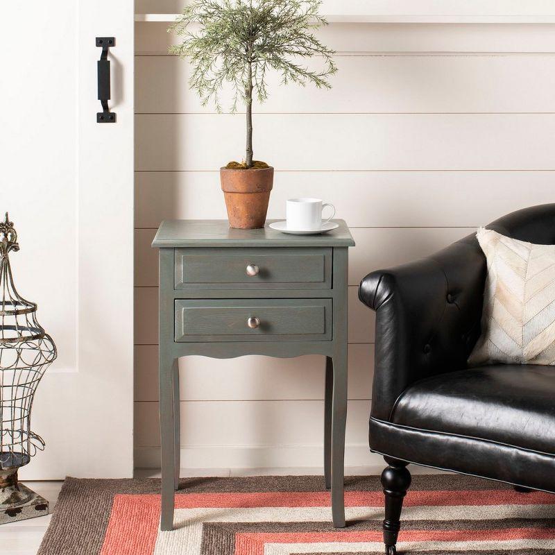 Charming Ash Grey 2-Drawer Transitional Wood End Table