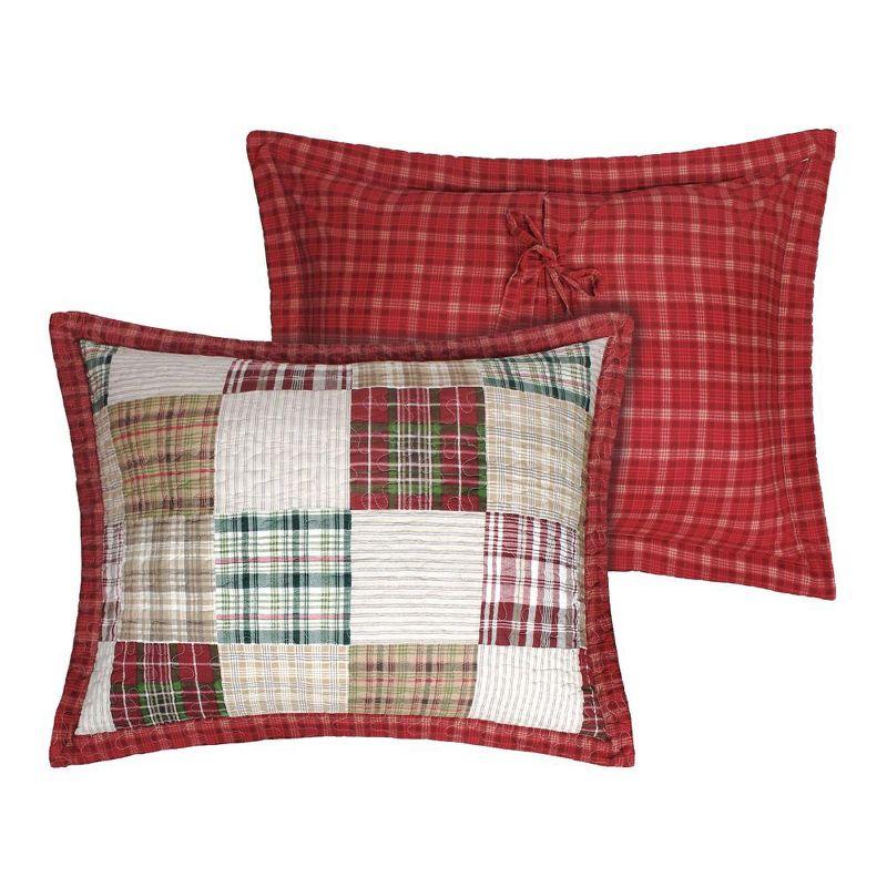 Oxford Red Plaid Cotton King Pillow Sham with Tie Closure