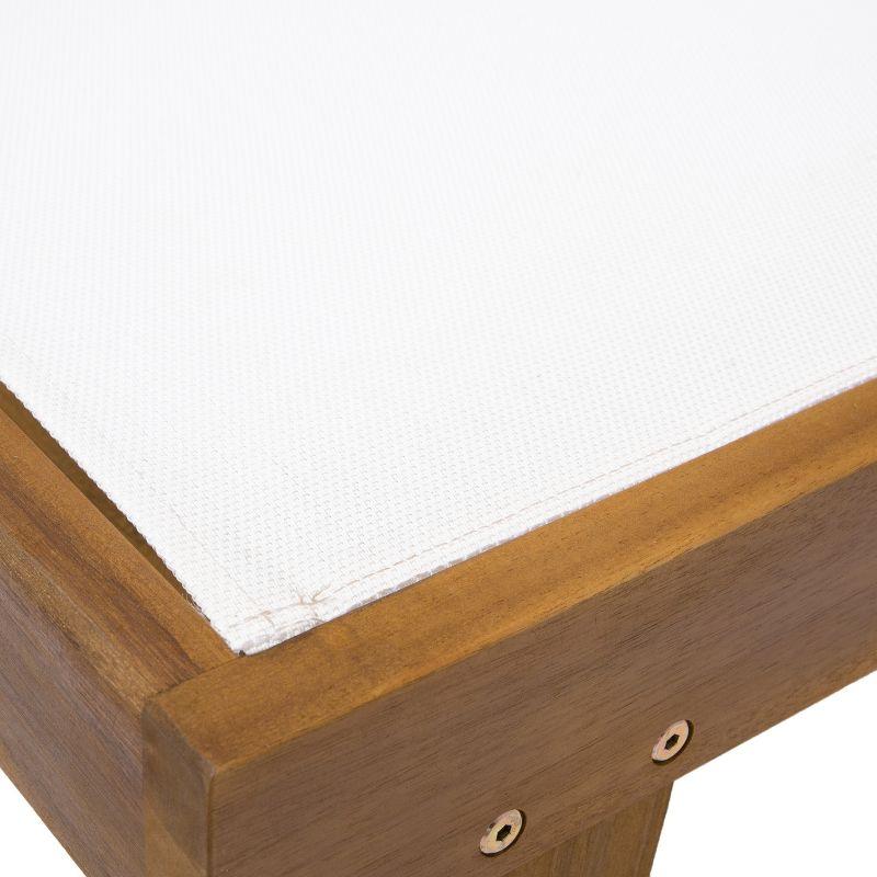 Christopher Knight Home Summerland Outdoor Mesh and Acacia Wood Armless Adjustable Chaise Lounges (Set of 2), White/Teak