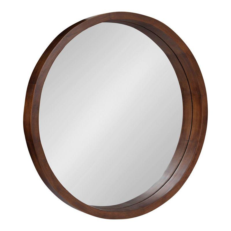 22&#34; x 22&#34; Hutton Round Wood Wall Mirror Walnut Brown - Kate and Laurel