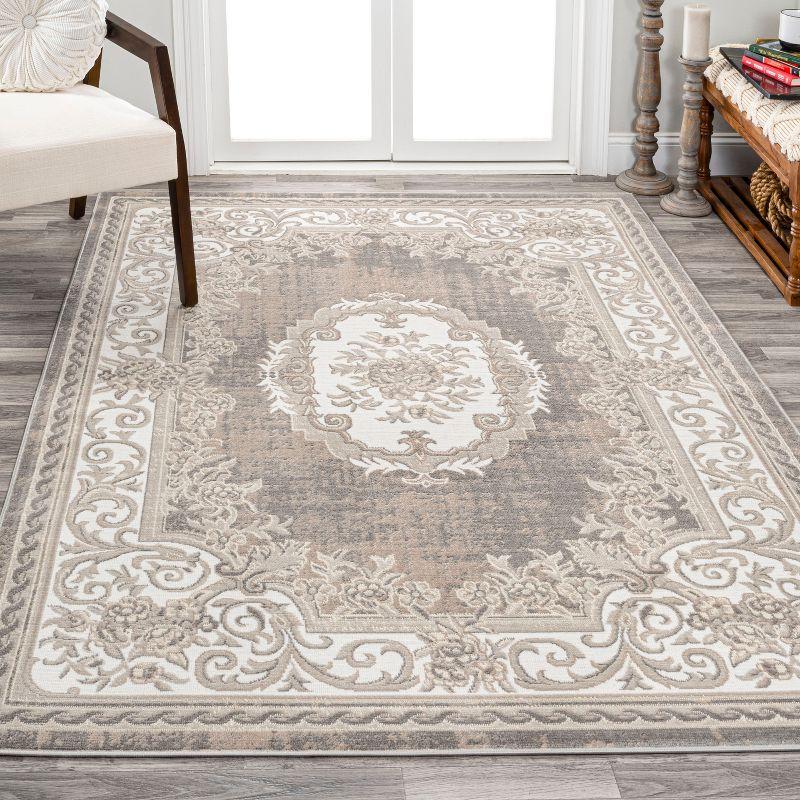 JONATHAN Y Rosalia Cottage Medallion Gray/Ivory 5 ft. x 8 ft. Area Rug