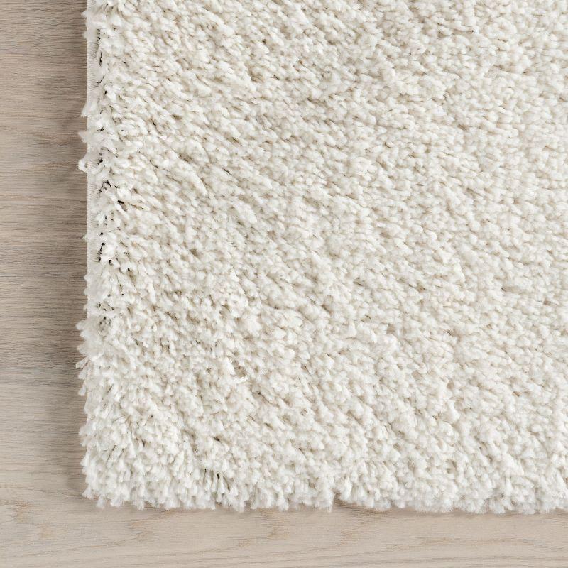 Nuloom Marleen Solid 8 Square Shag Indoor Area Rug for Living Room Bedroom Dining Room Nursery, Off White
