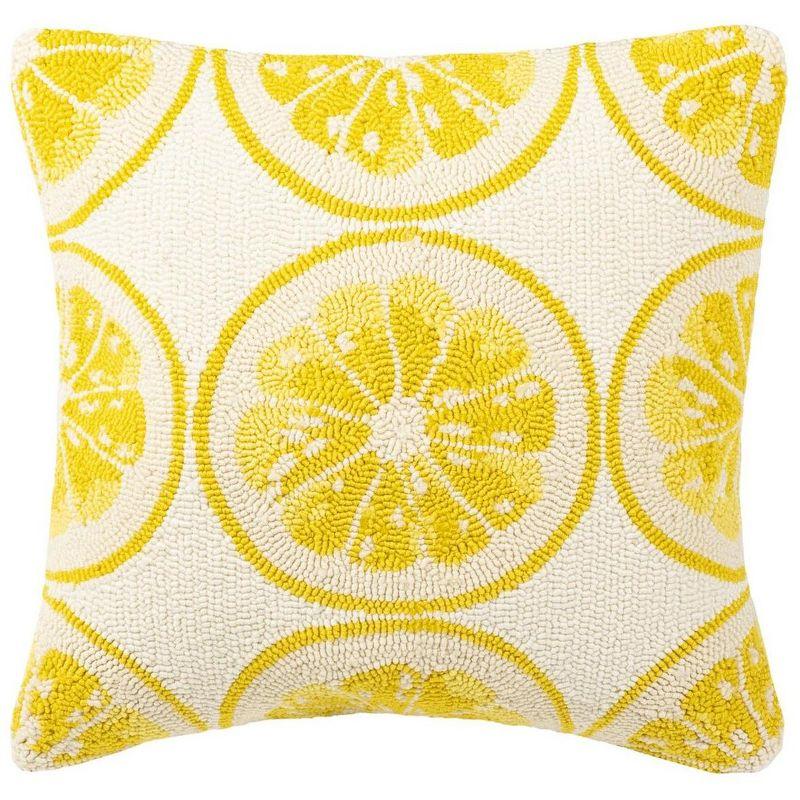 20" Yellow and White Polypropylene Square Pillow