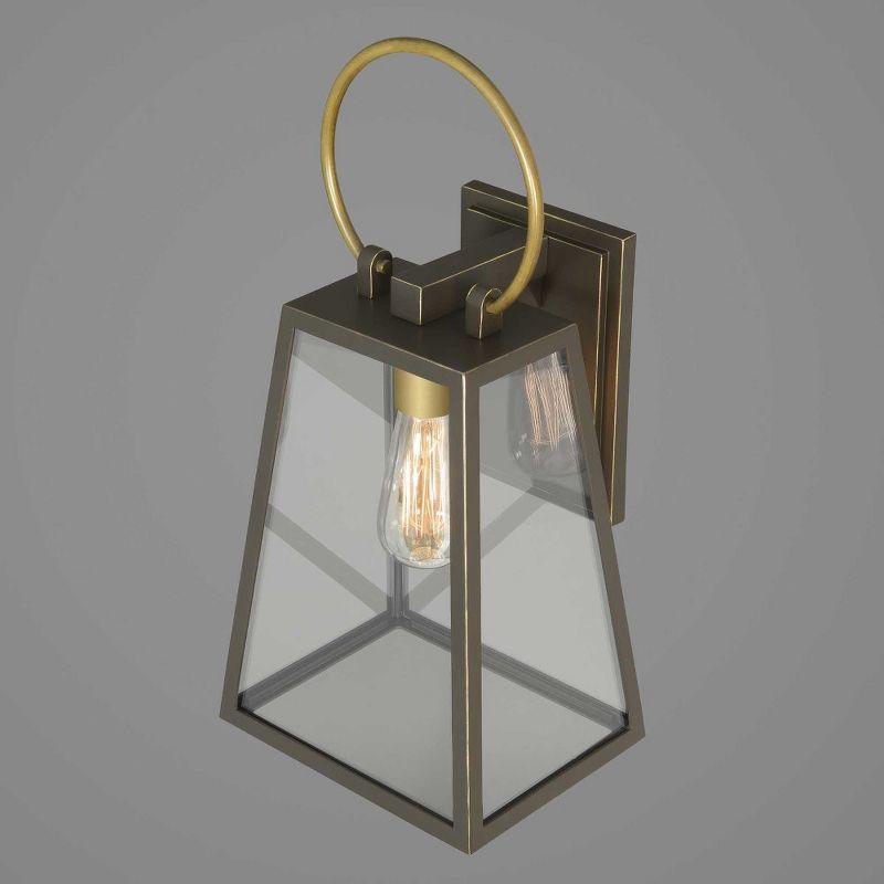 Progress Lighting Barnett Collection 1-Light Medium Wall Lantern in Antique Bronze with Glass Shade