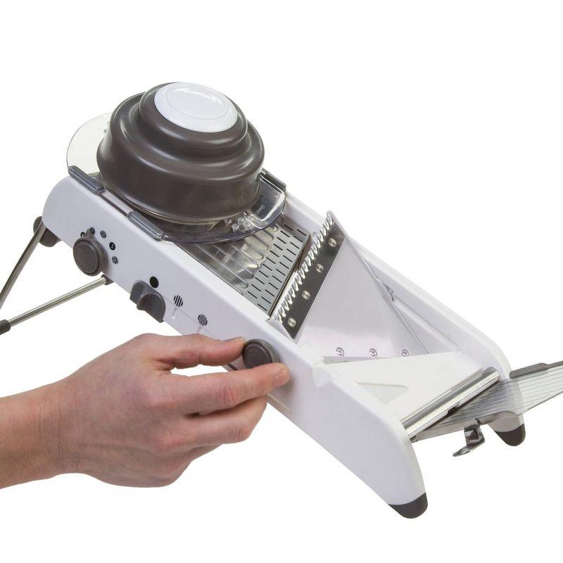 PL8 Professional Mandoline White: Dishwasher-Safe Kitchen Slicer, Stainless Steel Blade, 13.88" Width