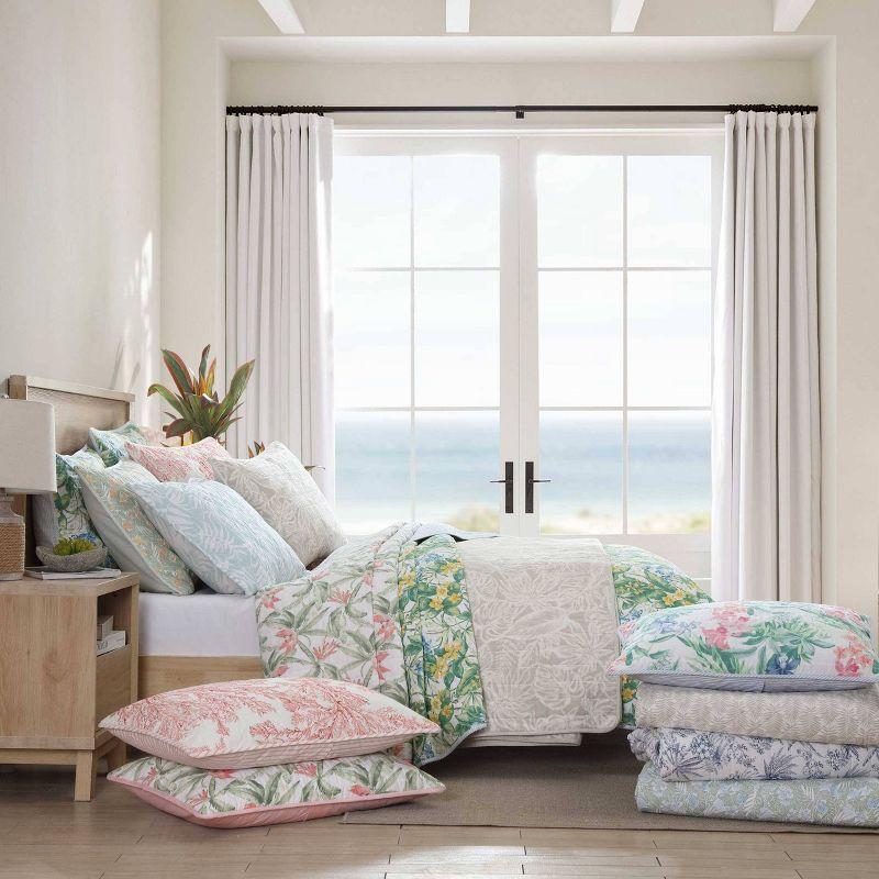 Tommy Bahama Paradise Point Cotton Reversible Green Quilt Set