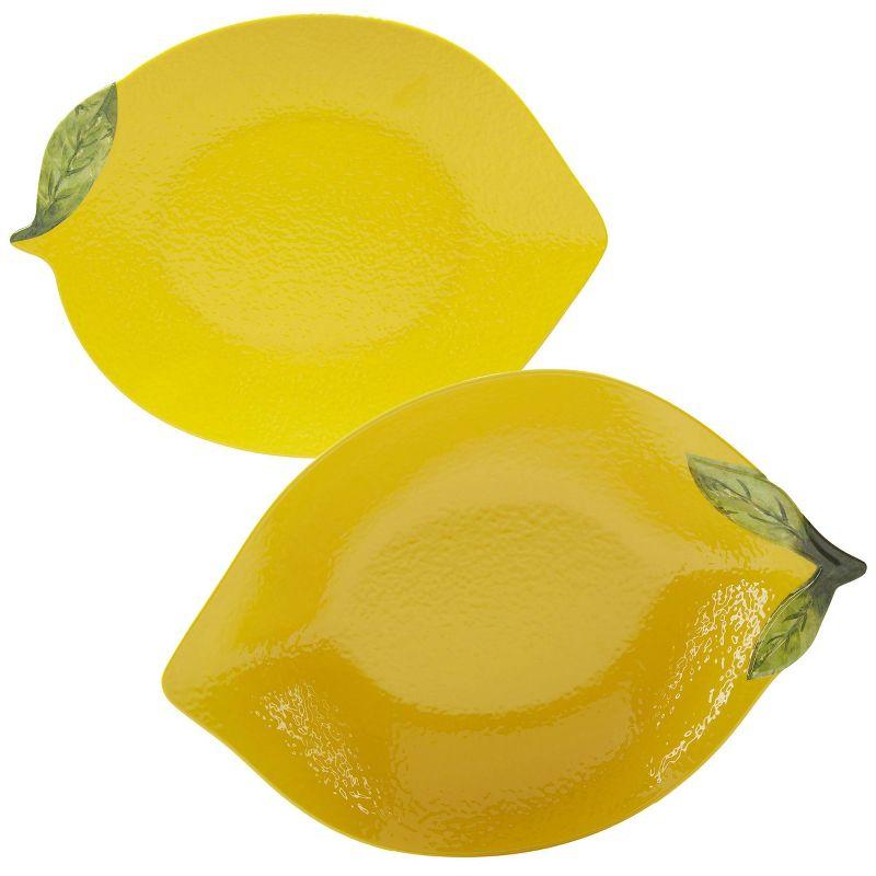 Yellow Lemon-Shaped Melamine Serving Platter and Bowl Set