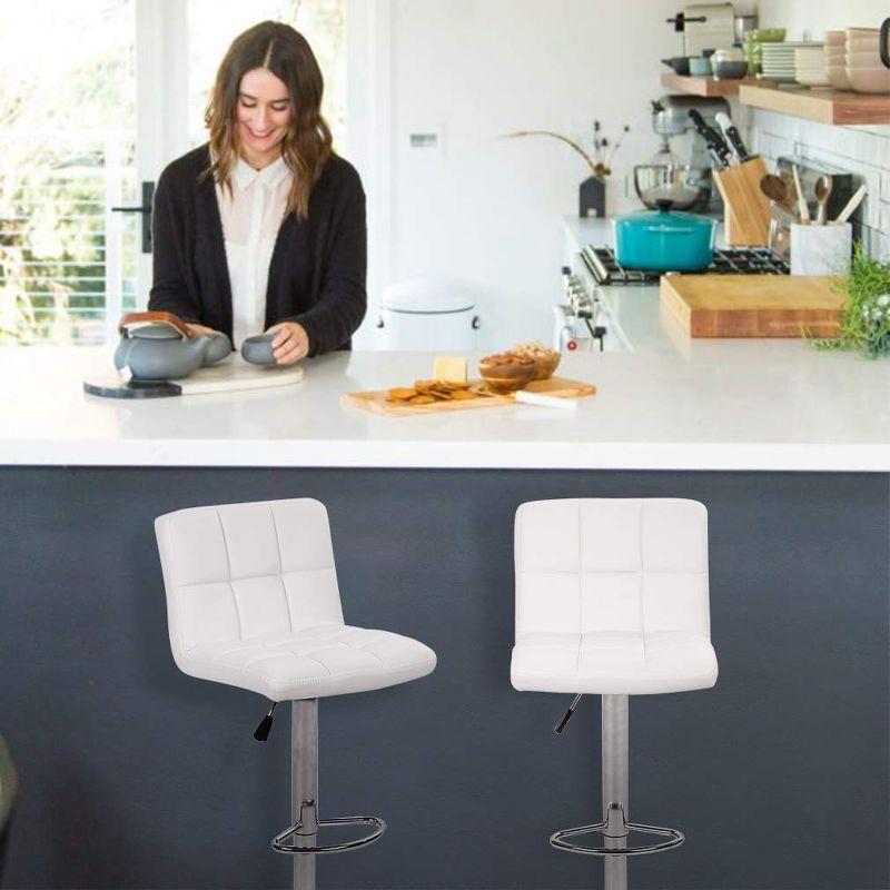 Bar Stools 1 Set Of 2, Counter Height Bar Stools, Square Cushion Bar Stools With Back, Footstool, Cafe, 2 Pieces
