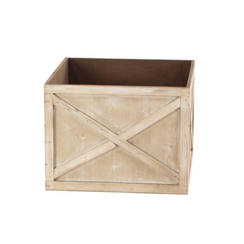 Light Brown Solid Square Wooden Planters Set of 3 for Indoor/Outdoor