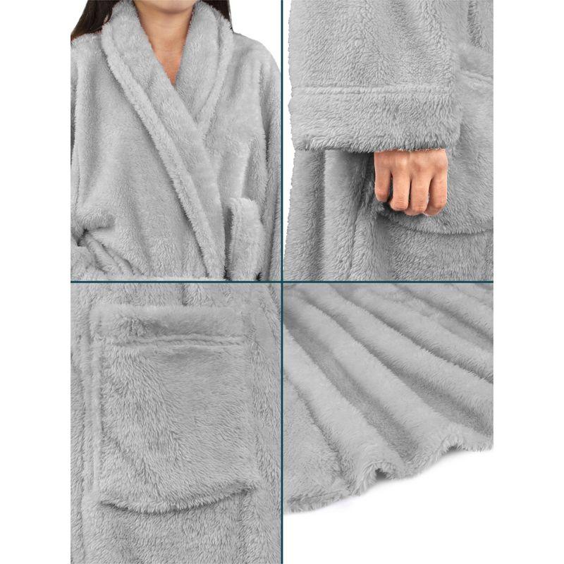 PAVILIA Premium Womens Plush Soft Robe Fluffy Warm, Fleece Faux Shearling Shaggy Bathrobe