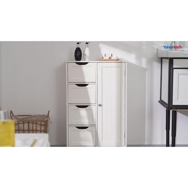 Yaheetech Wooden Bathroom Floor Cabinet with 4 Drawers Gray