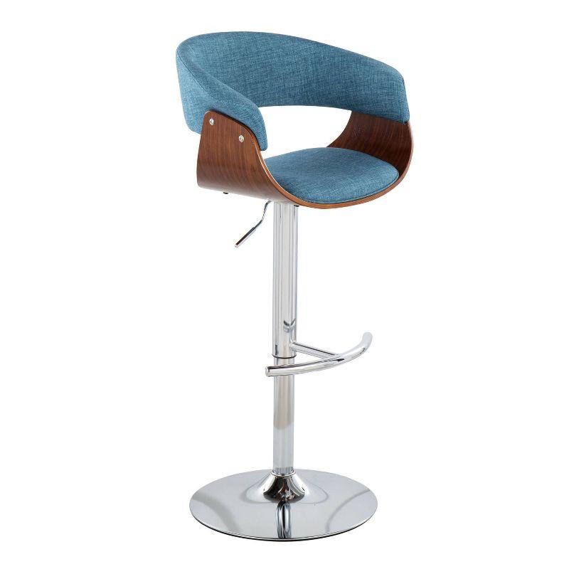 Set of 2 Vintage Mod Upholstered Barstools Blue/Walnut - Lumisource: Chrome Base, Cushioned, Swivel