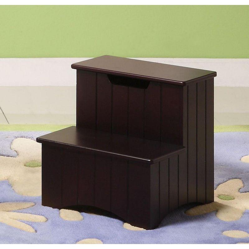 Kings Brand Dark Cherry Finish Wood Bedroom Step Stool With Storage