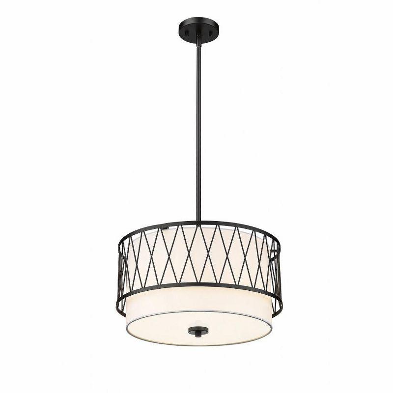 Dalton 17" Matte Black and Nickel Drum Pendant Light