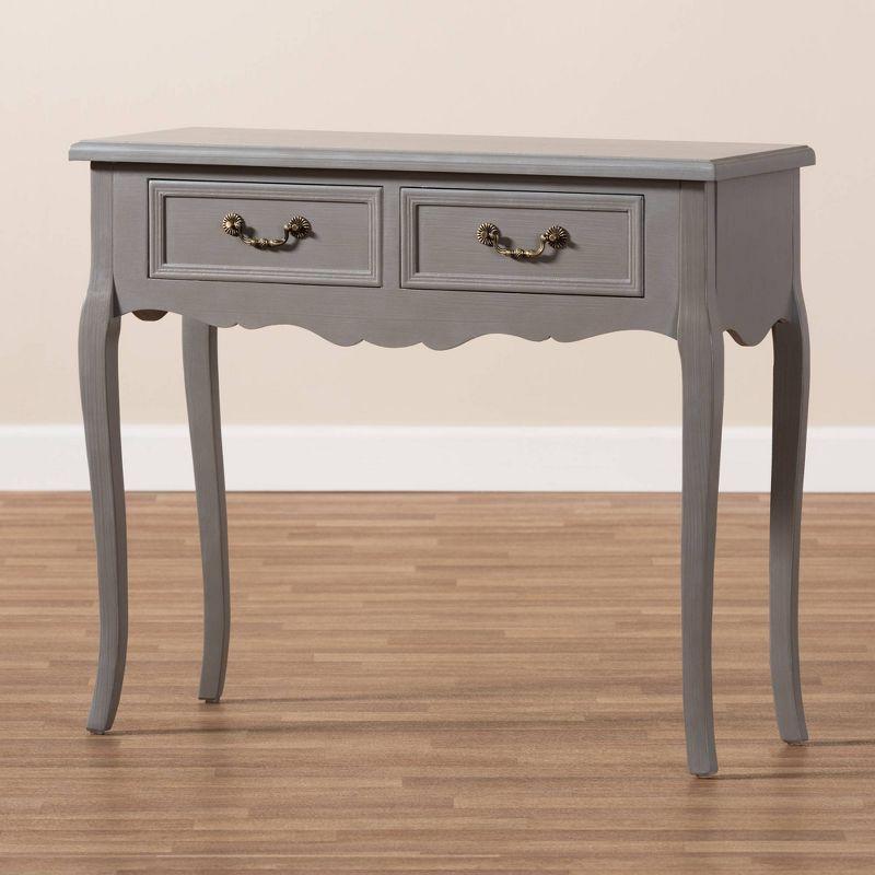 Capucine Finished Wood 2 Drawer Console Table Gray - Baxton Studio: Elegant Entryway Storage, Cabriole Legs