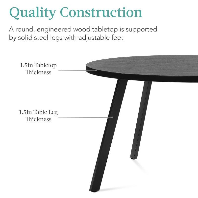 Best Choice Products 35.5in Mid-Century Modern Round Dining Table w/ Steel Legs, Adjustable Feet - Black