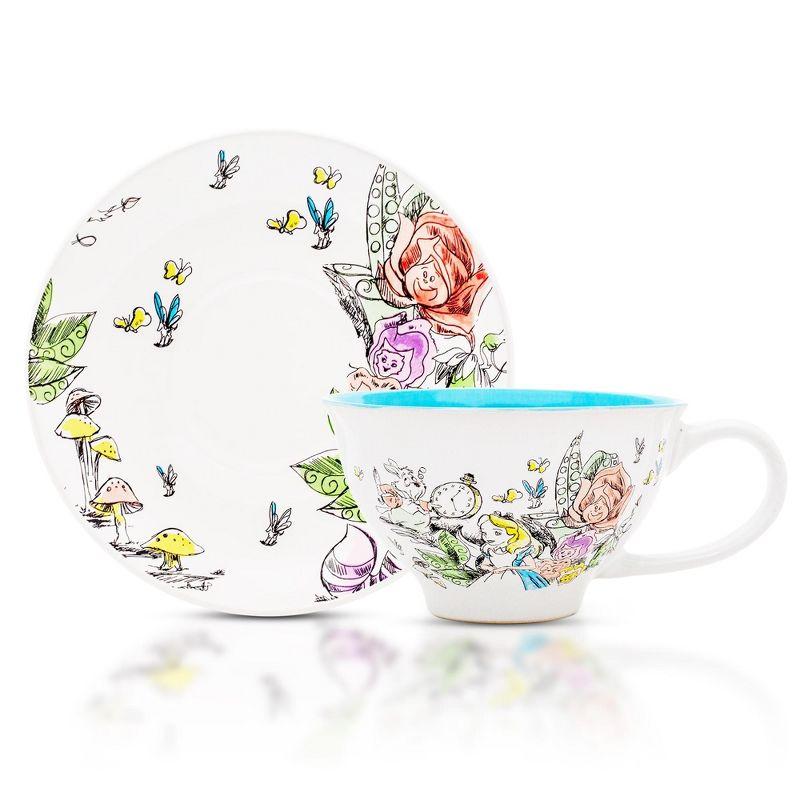 Disney Alice in Wonderland Sketch Ceramic Teacup and Saucer Set