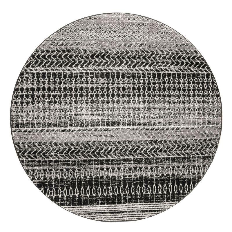 Nuloom Nova Striped Oval 7x9 Indoor Area Rug for Living Room Bedroom Dining Room Kitchen, Dark Grey/Ivory
