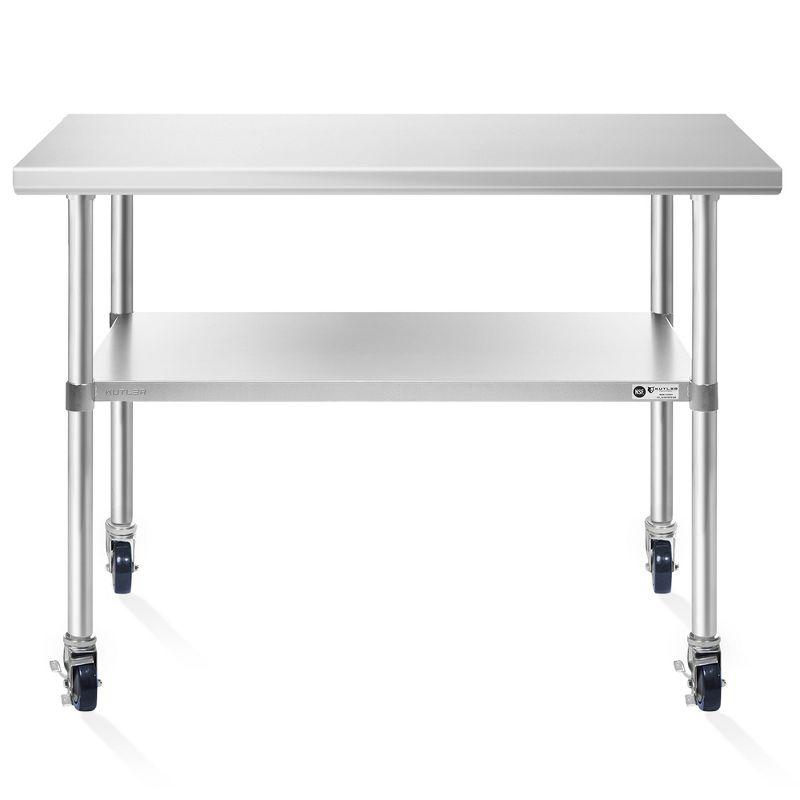 KUTLER Stainless Steel Table for Work and Prep, NSF Heavy Duty Commercial Kitchen Table for Restaurant