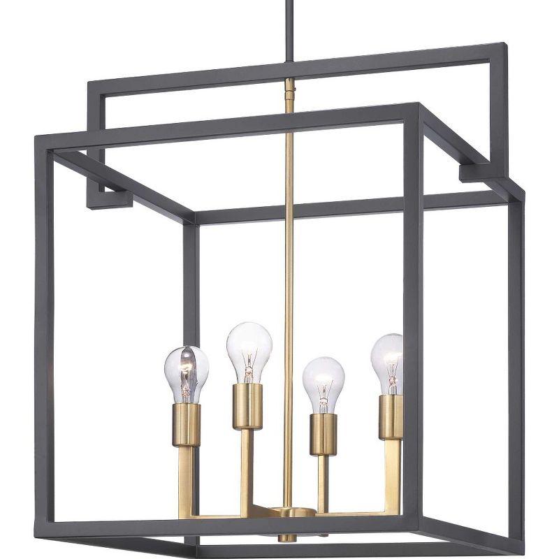 Blakely Graphite and Brass 4-Light Geometric Pendant