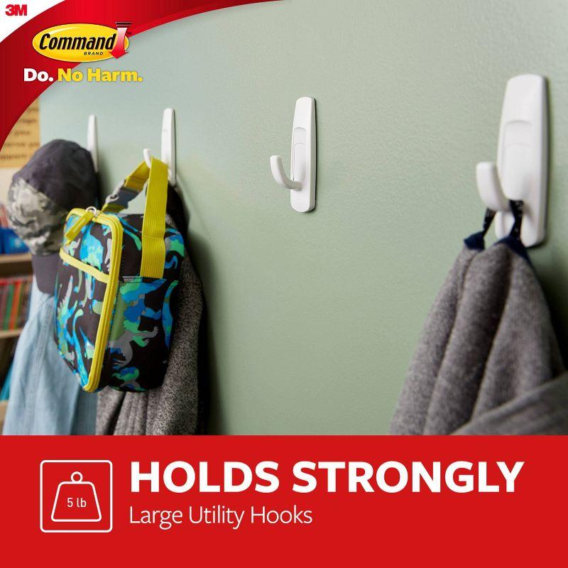 Command Large Utility Hooks, White, Damage Free Hanging of Christmas Decorations, 6 Hooks