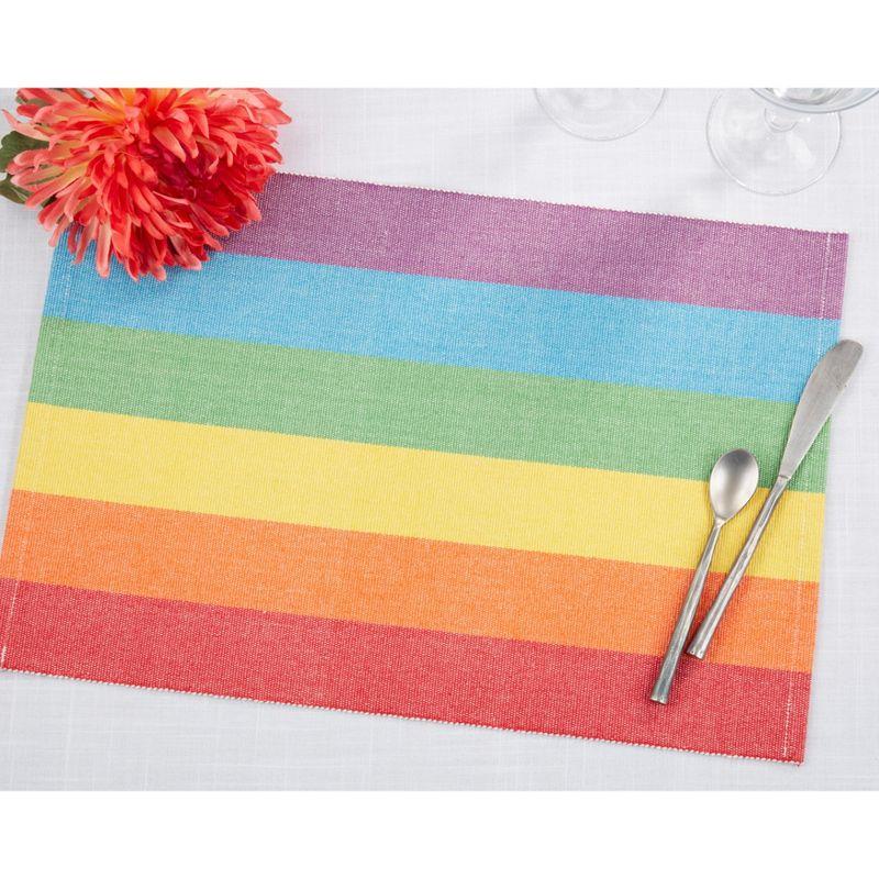 Saro Lifestyle Rainbow Stripe Delight Placemat (Set of 4), Multicolored, 13"x20"