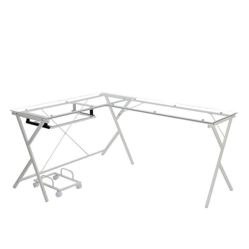 62" Dazenus Desks Clear Glass Top & White Finish - Acme Furniture: Modern Office Furniture with Wooden Base