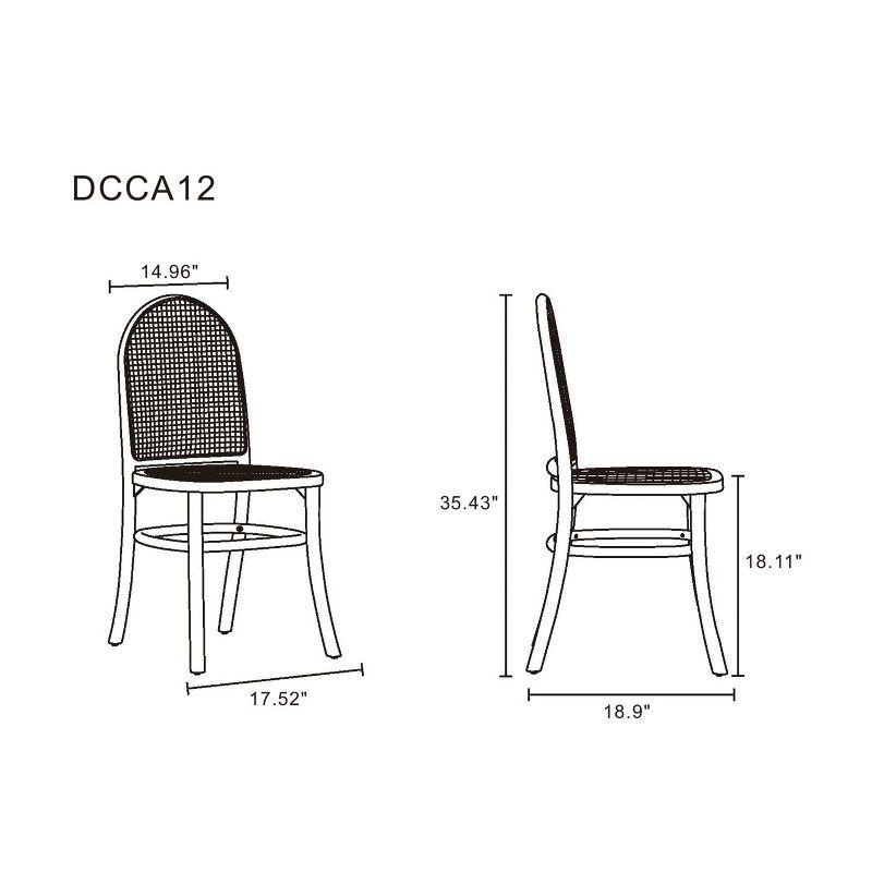 Set of 4 Paragon Dining Chairs Natural/Cane - Manhattan Comfort: Rattan Accent, Ash Wood Frame, No Assembly Required