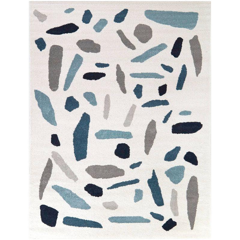 Abstract Multicolor Microfiber Stain-Resistant Area Rug 5'3"x7'