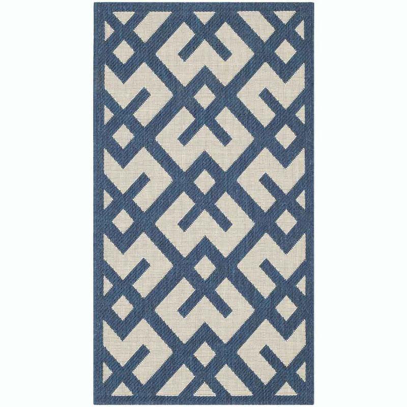 Courtyard CY6915 Power Loomed Indoor and Outdoor Accent Rug - Navy/Beige - 2'x3'7" - Safavieh