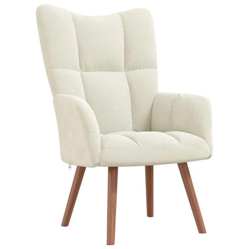 vidaXL Relaxing Chair with a Stool Cream White Velvet