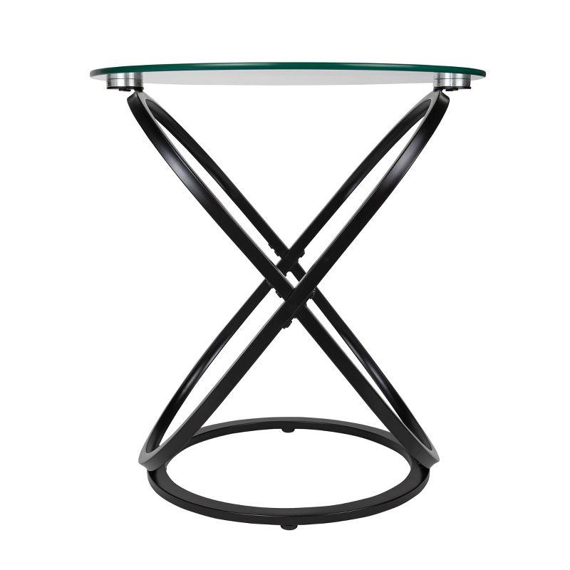 20.5" Round Galaxy Clear Tempered Glass End Table - Danya B.