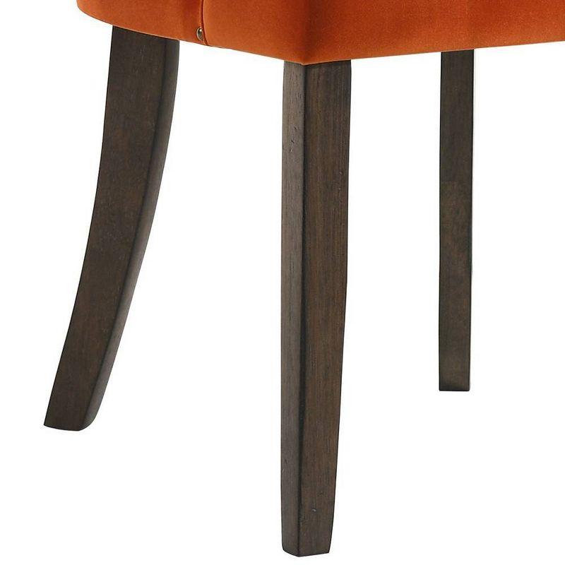 High-Backed Farren Side Chair in Orange Velvet and Espresso Wood