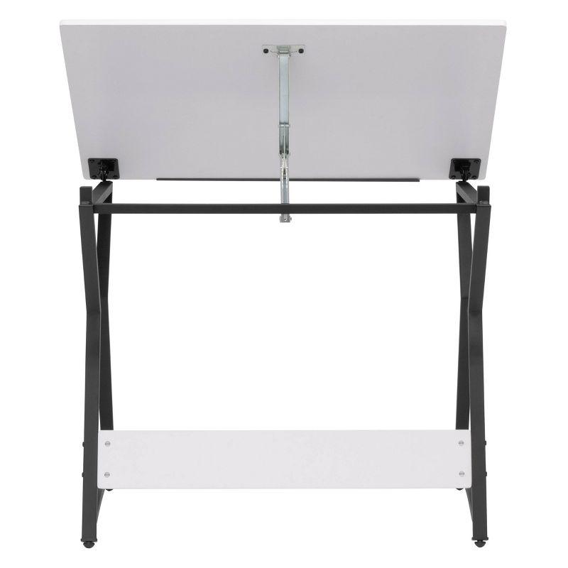 36" Wide Hourglass Craft Drawing Table with Angle Adjustable Top - Studio Designs Home: Powder-Coated Steel, Wood Surface