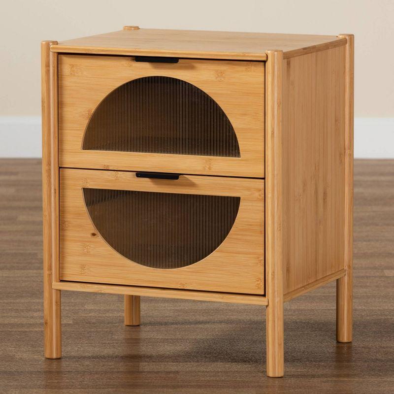 Naresh Bamboo Wood 2 Drawer End Table Natural Brown - Baxton Studio