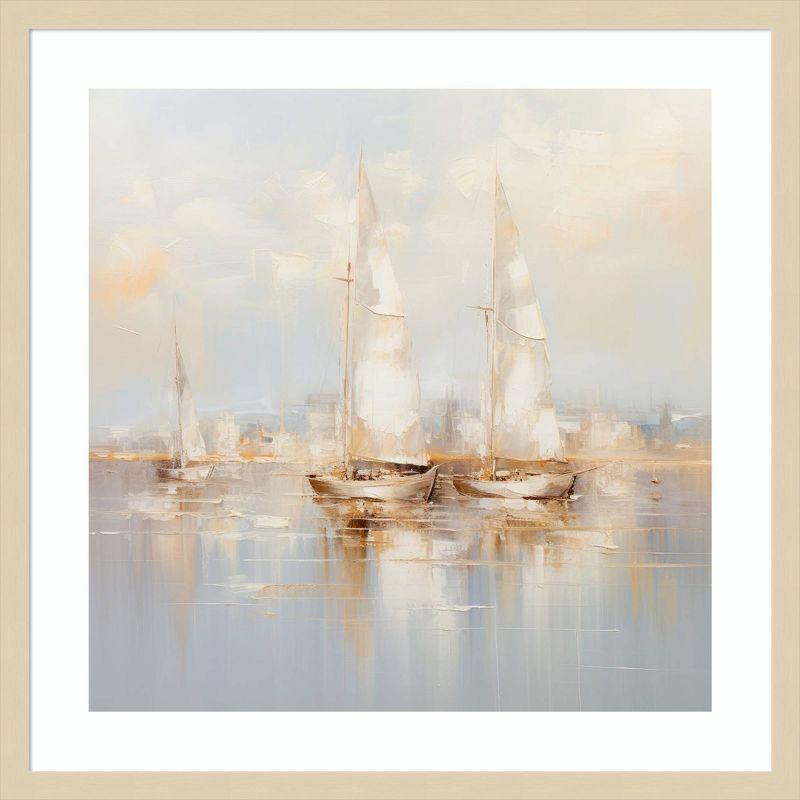 Amanti Art Gold Boats II by Lazar studio Framed Wall Art Print