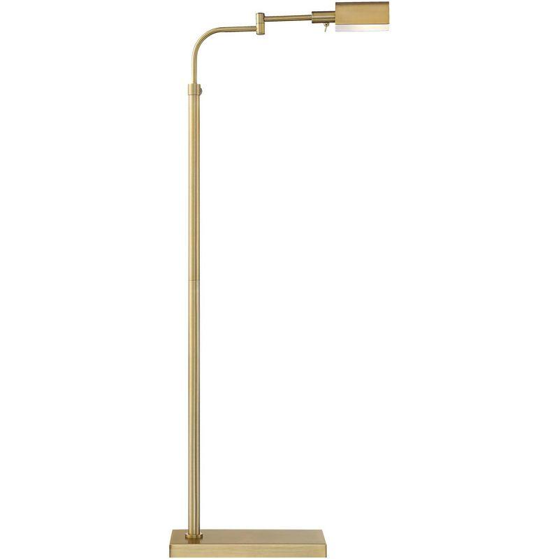 Possini Euro Design Keegan Traditional Pharmacy Floor Lamp 54 1/4" Tall Warm Gold Adjustable Swing Arm Metal Tent Shade for Living Room Reading