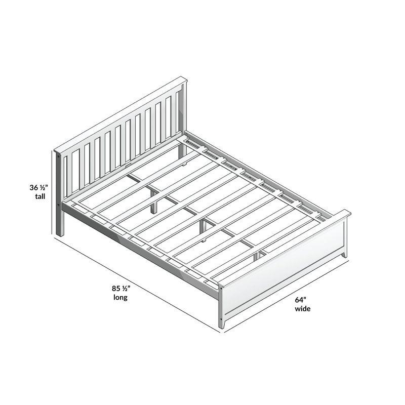 Plank+Beam Queen Bed Frame with Slatted Headboard Solid Wood Platform Bed, No box Spring Needed, White
