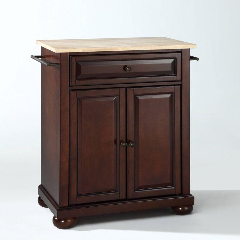 Alexandria Dark Brown Wood Top Portable Kitchen Island