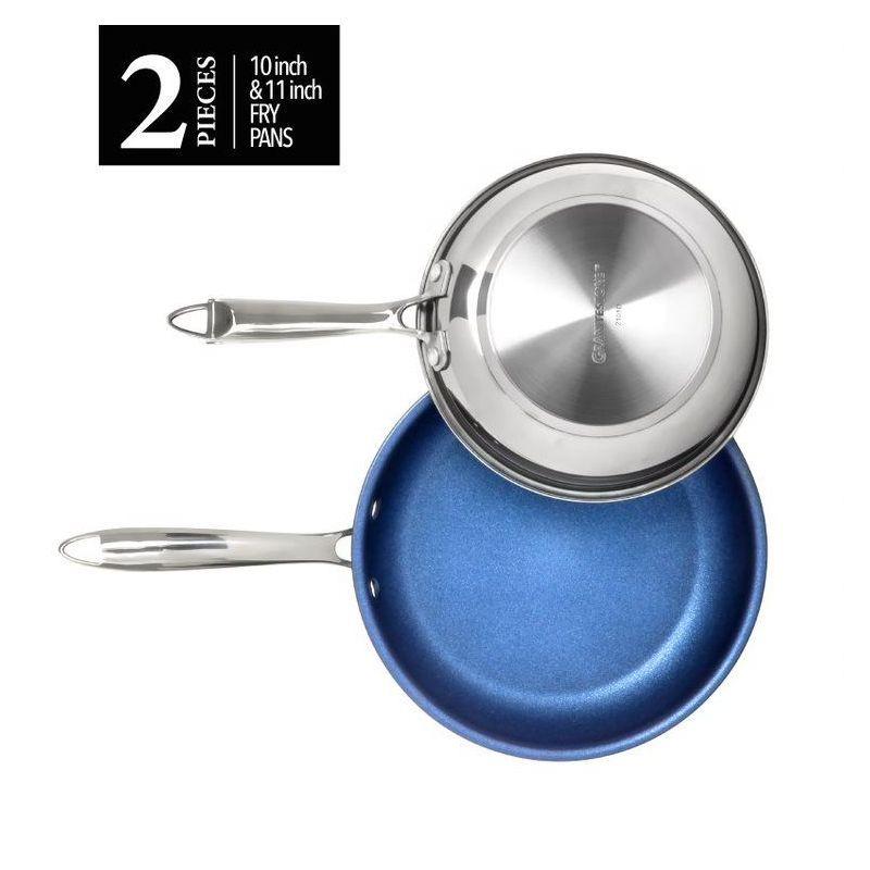 Blue Stainless Steel Nonstick 10" & 11" Fry Pan Set